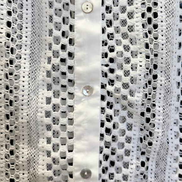 ZARA White Crochet Knit Sleeveless Collar Button Down - Small - Picture 2 of 4